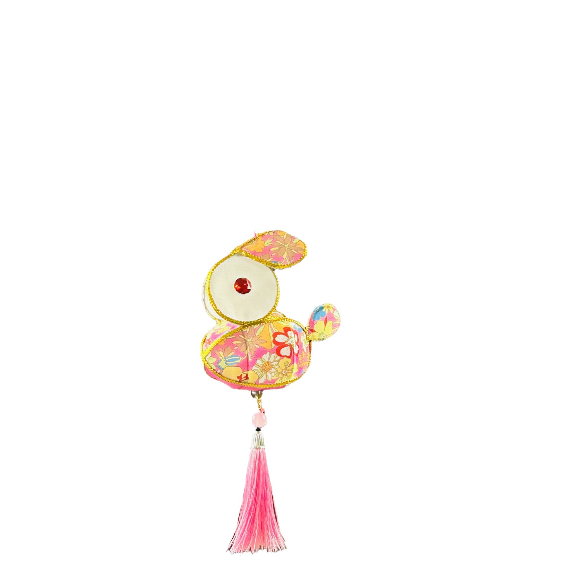 Picture of Traditional Handmade Lanterns for Spring Festival Lantern Festival Portable Iron Silk Cloth Luminous Mini Rabbit Lantern