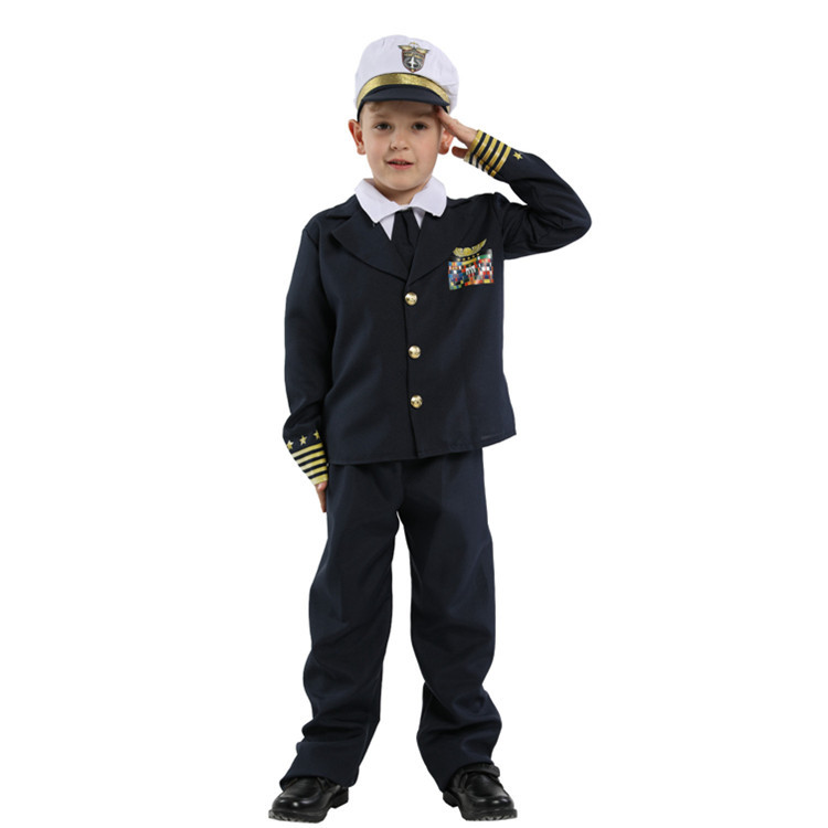 School Children's Little Boy Costume Stage Character Performance Clothing Hero Captain Plays B- 0202 Yingting Little Captain
