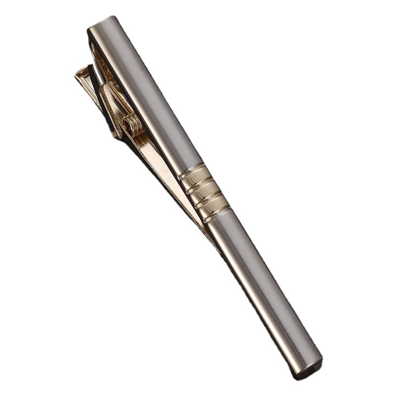 Cross-border narrow tie clip men's simple two-color grain plating business 28 personalized trend Korean gold tie clip