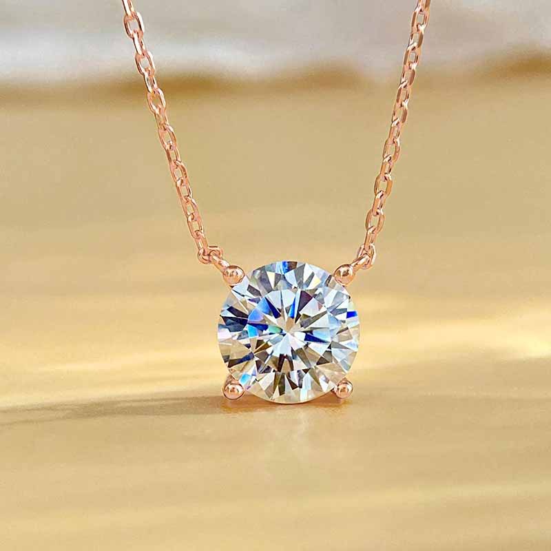 Picture of Nose Pick Pure Silver D Color Moissanite 1 Carat Zhao Lusi Same Style Necklace for Women Four-Prong Light Luxury High-End Clavicle Chain
