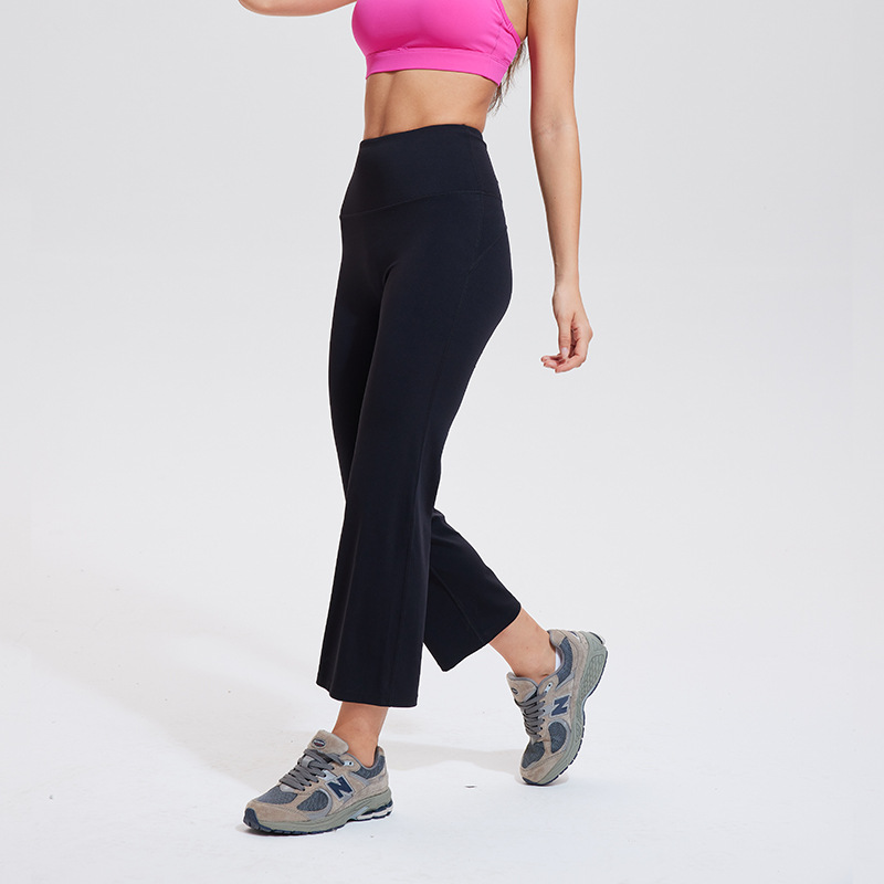 Picture of Lycra High-elastic Naked Shark Pants Hip-lifting High Waist Slimming Wide Leg Sports Fitness Flared Pants Women's Outer Wear Yoga Pants