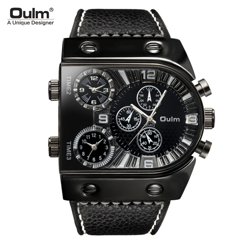 oulm large dial leather 9315 quartz watch three movement foreign trade hot luminous quartz watch factory wholesale
