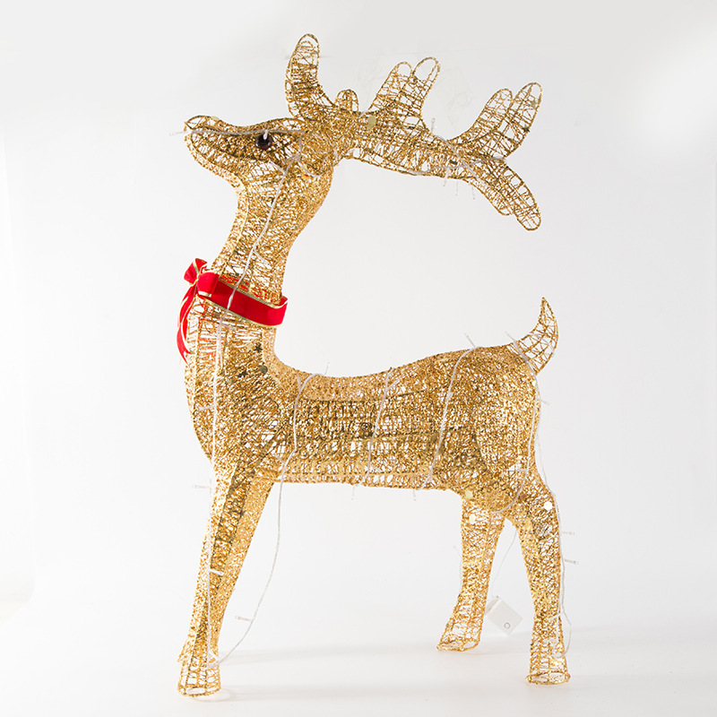 Luminous Christmas Iron Elk Christmas Hotel Shopping Mall Decoration Atmosphere Decoration Sika Deer Factory Wholesale