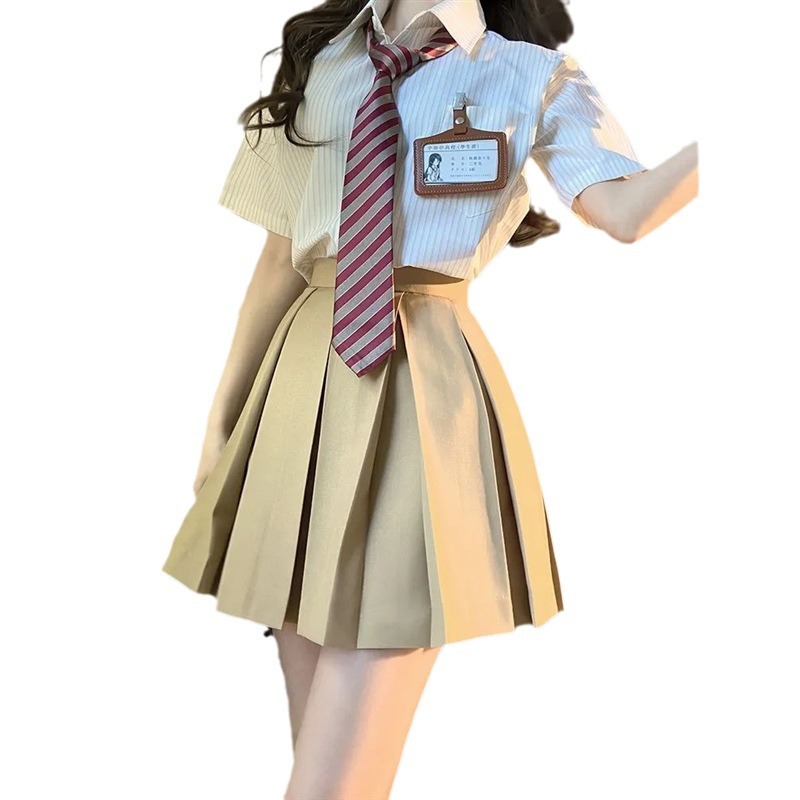 Picture of Japanese jk uniform college style loose all-match chic striped shirt short sleeve shirt women's summer new top