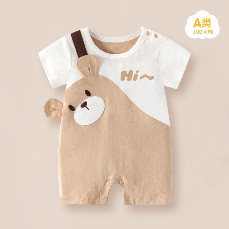 Picture of Internet Red Explosions Baby Cartoon Ha Clothes Summer Short-sleeved Baby Body Clothes Pure Cotton Thin Children's Wear Cross-border Special for Cute