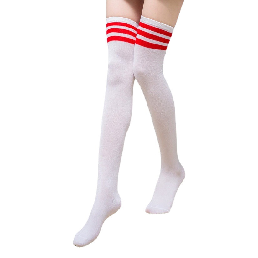 Stockings Cross Border Stockings Three Bar Striped Long Tube Over-the-Knee Socks Academic Style Performance Dance Women's Cotton Socks