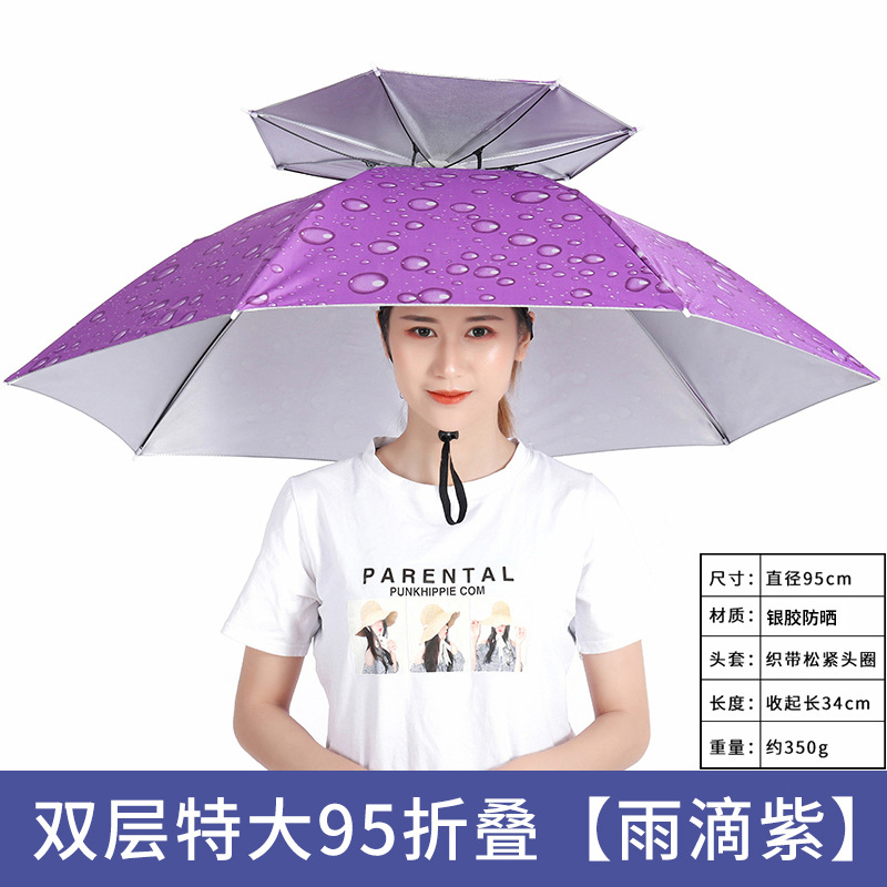 Picture of Large wholesale double-layer wind-resistant sturdy umbrella cap large folding dual-use sturdy sunshade umbrella custom advertising