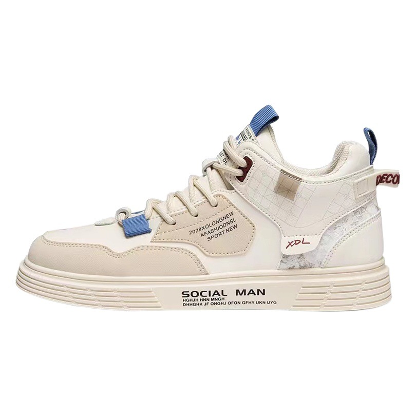 2024 Spring and Summer New High-Top Shoes Men's Flat Shoes Trendy and Versatile Student Casual Shoes Trendy Shoes Men's Shoes