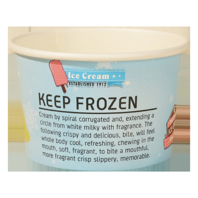 Ice Cream Paper Cup Commercial Custom Wholesale Yogurt Ice Cream Cup with Lid and Spoon Disposable Ice Cream Paper Bowl