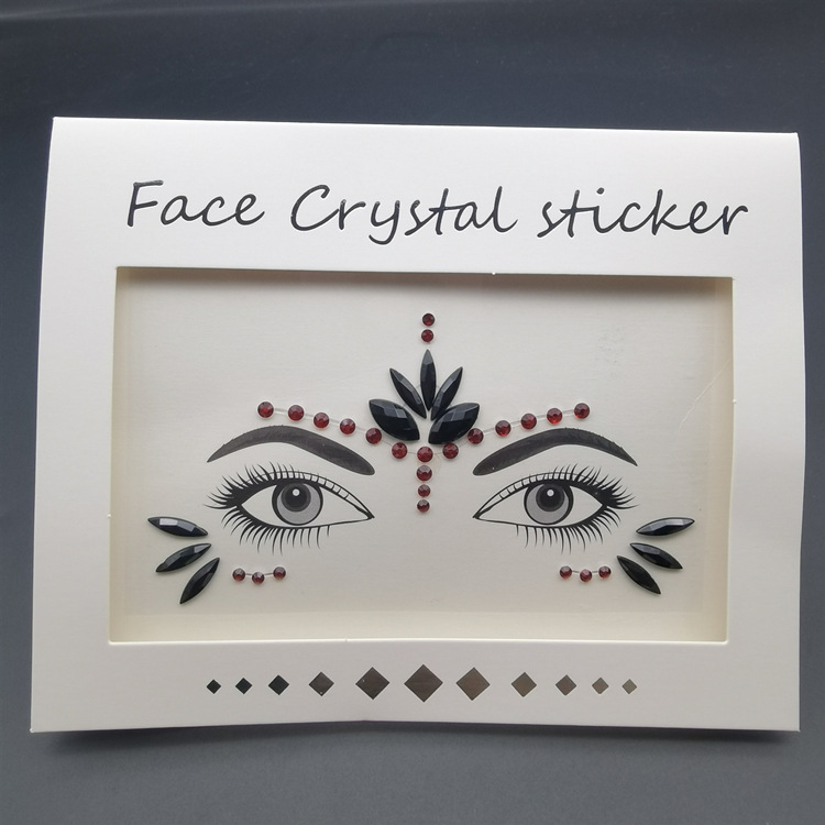 Picture of Internet Celebrity DIY Face Stickers, Eyebrow Stickers, Acrylic Accessories, Colorfulful Forehead Decoration, Masquerade Face Rhinestone Stickers