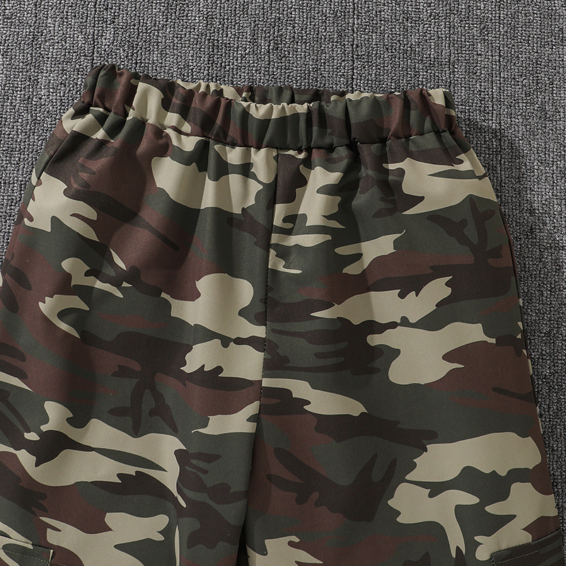 Picture of Foreign Trade Women's Children's Wear Spring and Autumn New American Retro Camouflage Trousers Letter Printed Long Sleeve Top Big Children's suit