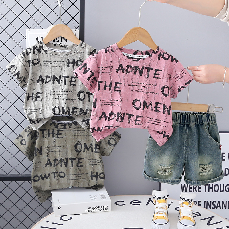 Baby Men 2025 New Cute Casual Thin Summer suit Baby Full Print Crewneck Short Sleeve suit Clothes