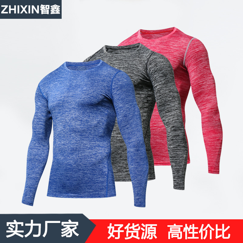 Picture of New European and American Fitness Wear Men's Long Sleeve Quick-drying Elastic Compression Sportswear pro Basketball Running Sports Tight Clothes