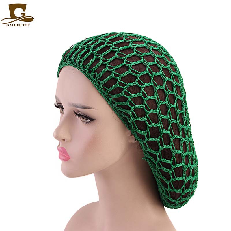Picture of Women's Handmade Crocheted Braided Net, Mesh Pocket, Mesh Plate Hair Hat, Nightcap, Retro Bow, Retro Style
