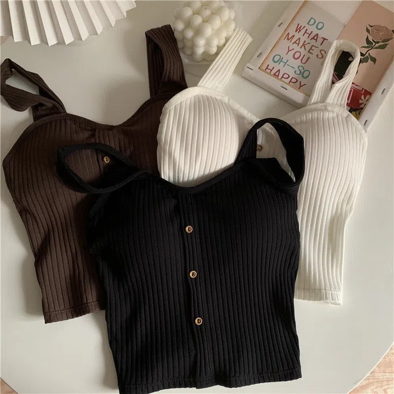 Beautiful Back Small Strap Chic Vest Women's Autumn Sweet Cool Thin Outer Wear 2024 New Base Top with Chest Pad