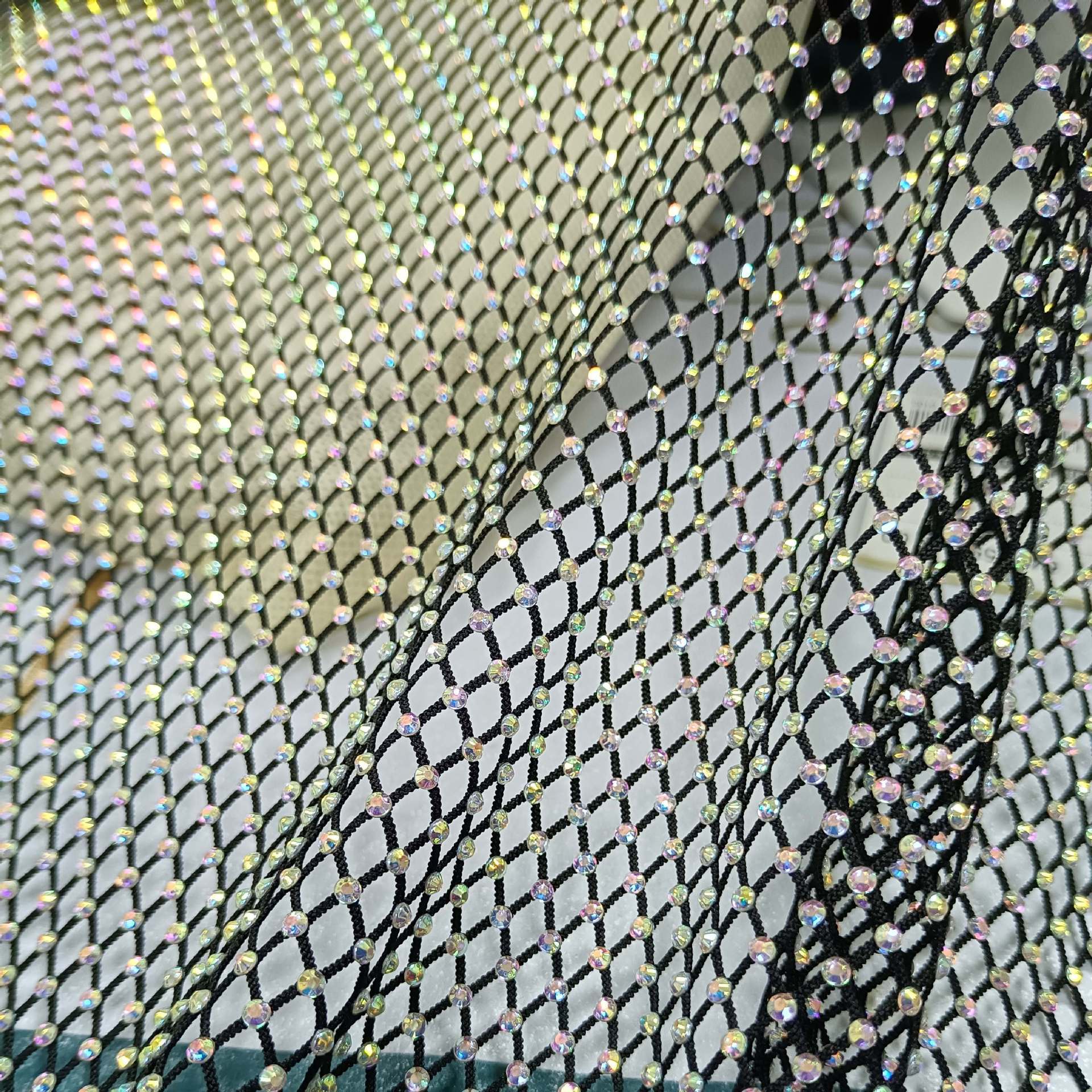 Fashion prismatic hot drilling elastic net heavy industry sparkling mesh skirt clothing cloth handmade DIY accessories 6 color in stock