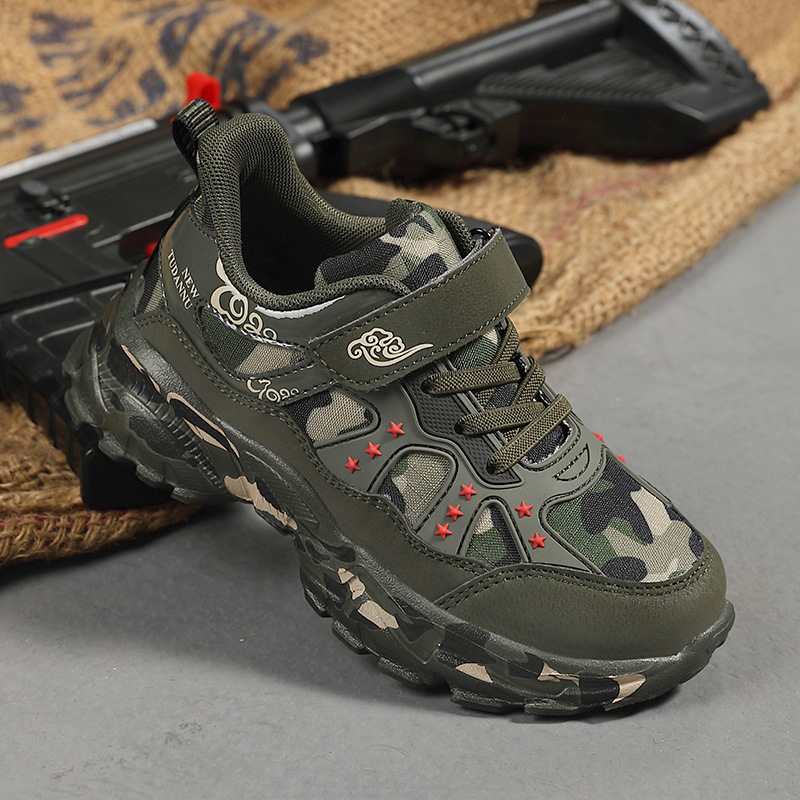 Autumn and Winter New Casual Camouflage Canvas Children's Shoes in stock Lightweight Soft-soled Sports Shoes for Middle and Big Kids Training