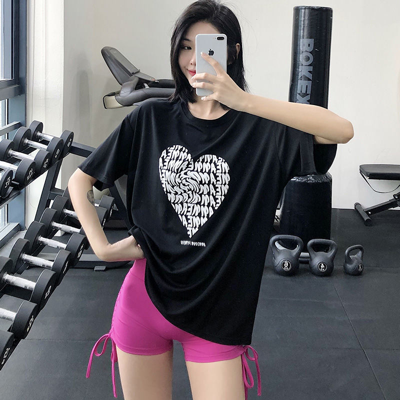 Printed Sports Top Women's Loose Blouse Fitness Quick-drying Casual Short-sleeved Yoga Clothes Running T-shirt