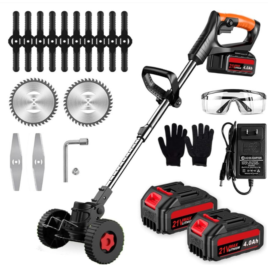 Double Foldableing Handheld Electric Foldableing Lawn Mower Length Adjustable for Home Gardening Lawn Mower for 21V Electric