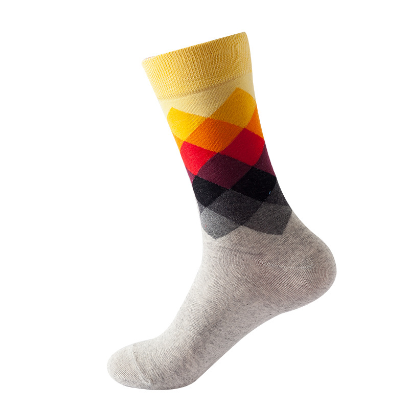 Picture of European and American Ins Style Mid-Calf Socks for Women Amazon Trendy Socks Supply Diamond Pattern Fashion Trendy Socks Wholesale in Stock