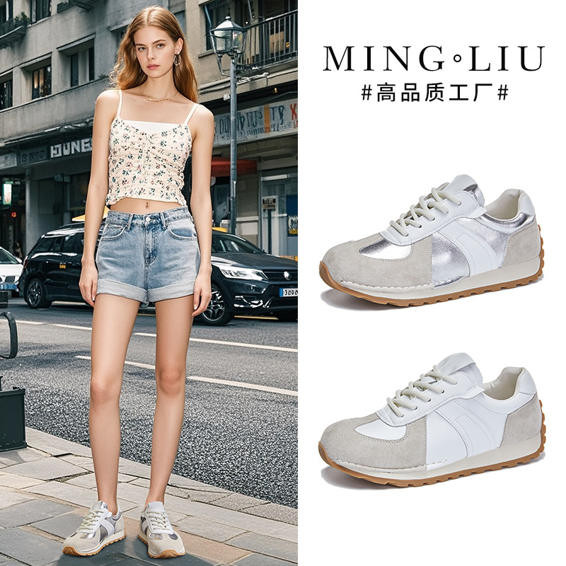 Genuine Leather Forrest Gump Shoes for Women 2025 Autum New Flats-Soled Sports Moral Training Shoes for Women Casual White Shoes for Women Versatile Women's Shoes