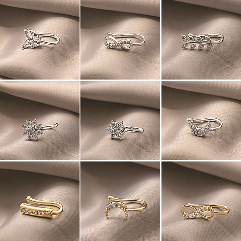 European and American non-perforated U-shaped nose clip retro cold wind bow jewelry moon eight mans star diamond nose wholesale
