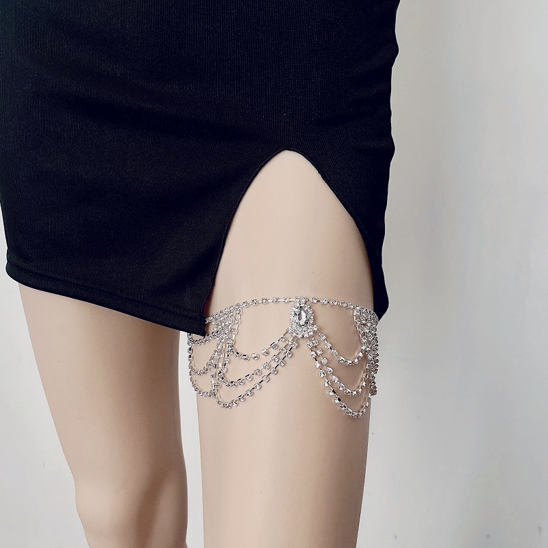 Pure Desire Fashion Sexy Diamond Leg Ring Jewelry European and American Nightclub Beach Multi-layer Tassel Rhinestone Leg Chain Leg Ornament for Women