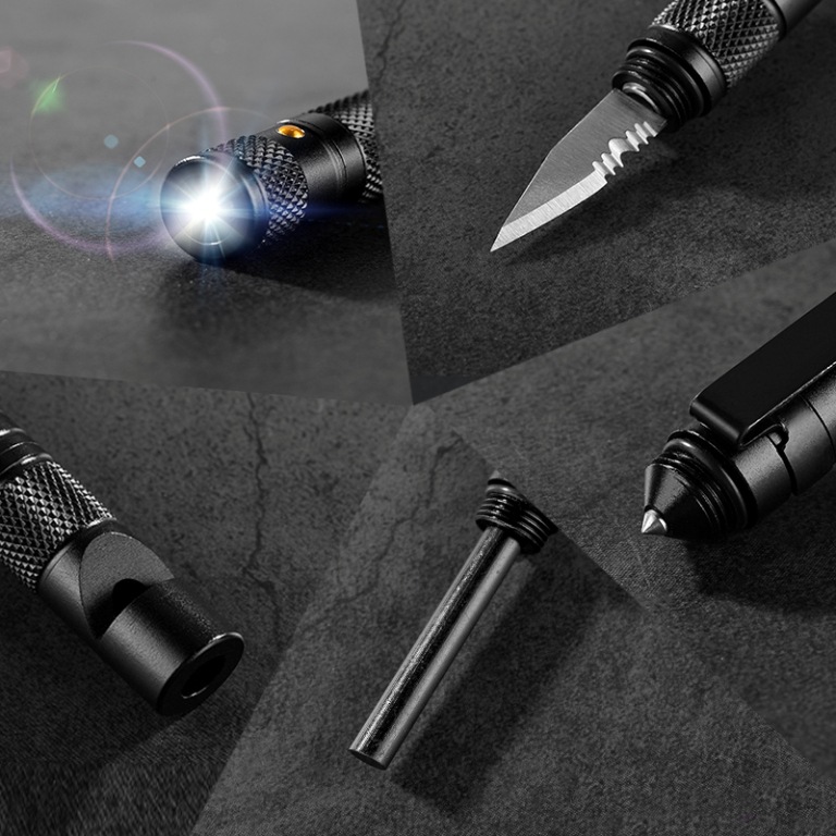 Picture of Outdoor multi-functional flint stone fire stick magnesium stick wilderness survival equipment individual field survival with small flashlight