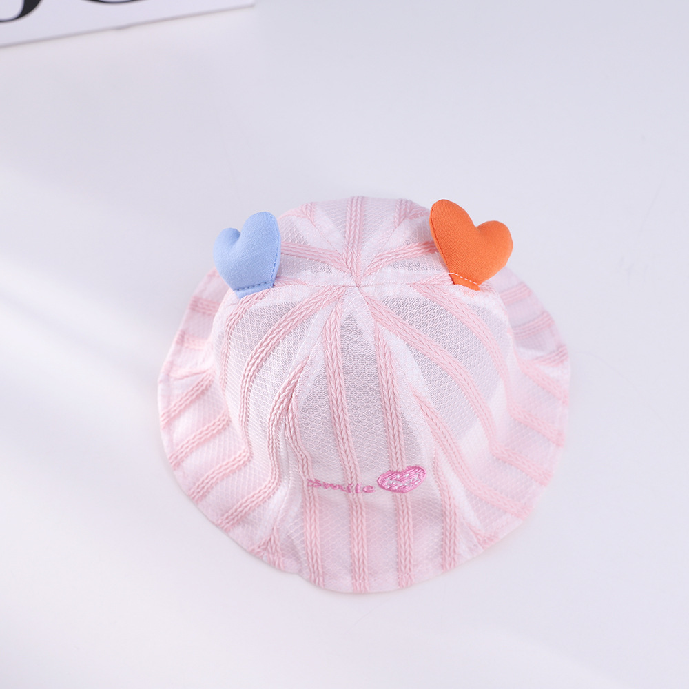 Picture of Striped Love Baby Mesh Hat Summer New Baby Hat Embroidered Baby Sun Hat 3-12 Months