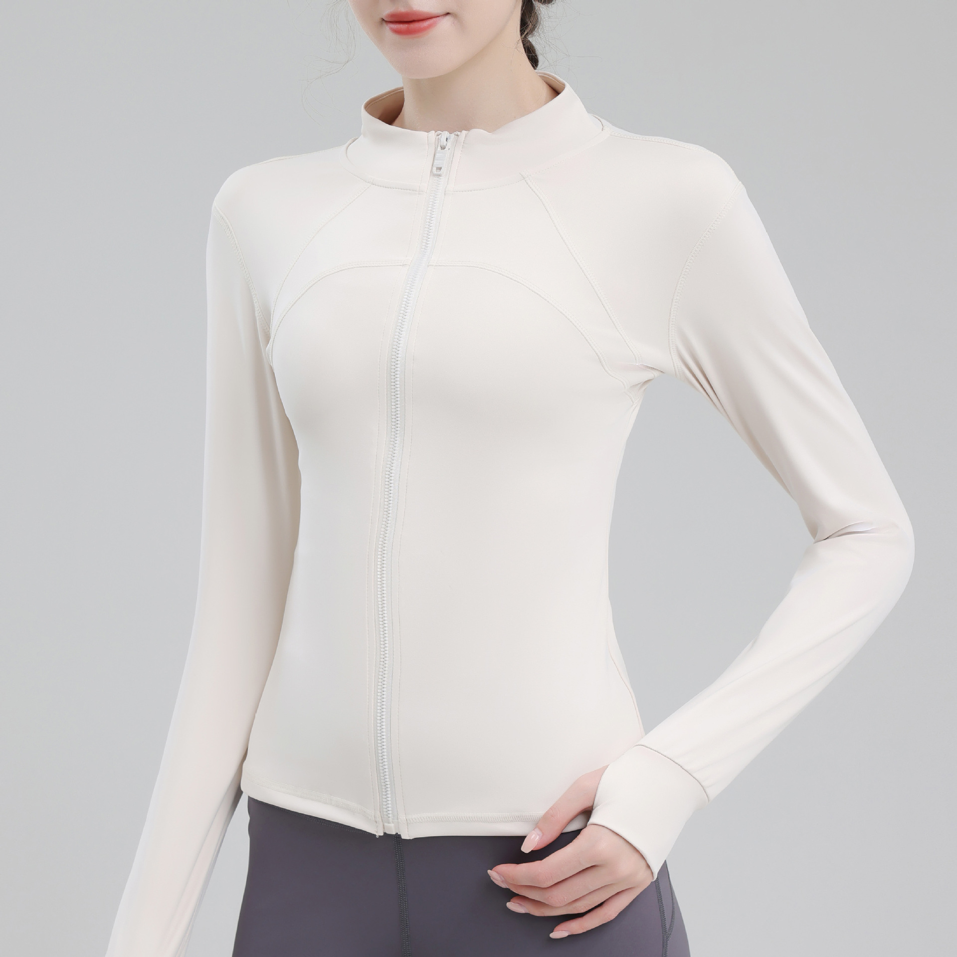 New Vertical Collar Sports Fitness Top Women's Slim-fit Slimming Pilates Running Training Yoga Clothes Jacket Riding Clothes