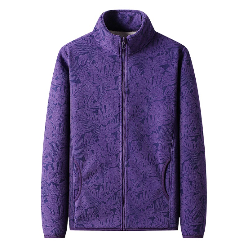 2025 New Maple Leaf Camouflage Fleece Jacket Women's Lamb Wool Double-Sided Plus Velvet Stand Collar Polar Fleece Men's Thickened