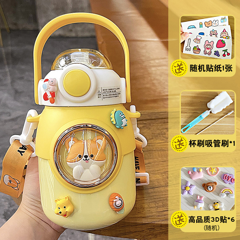 Picture of Large capacity cartoon children's thermos cup 316 stainless steel belly straw cup high color value portable student cup