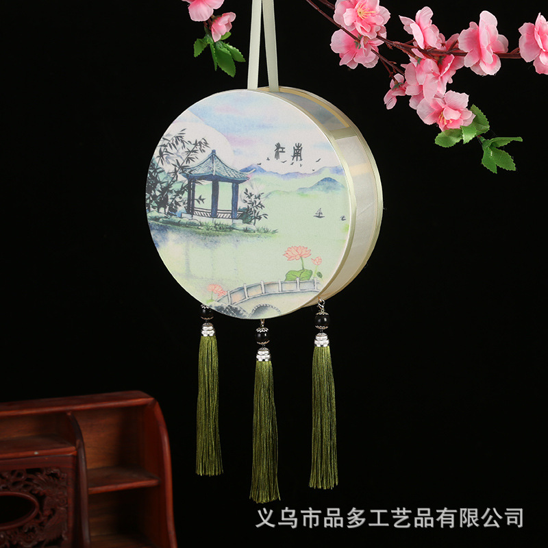 Picture of New Hanfu mid-autumn festival lantern diy handmade flowers and plants Lantern finished led Luminous lantern ancient style portable palace lantern