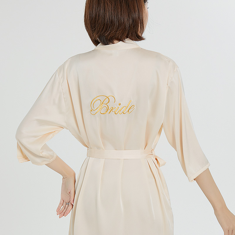 Picture of bride Gown morning Gown Lady nightgown wedding makeup bridesmaid group wedding kimono imitation silk satin bathrobe