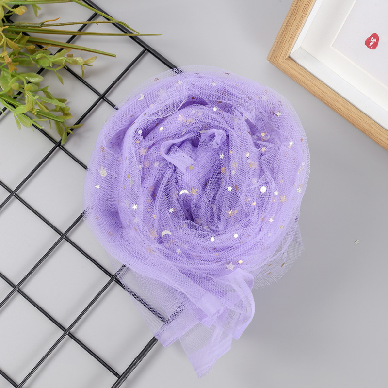 Picture of Can be used for cutting star and moon yarn sequins cloth net red yarn soft veil mesh gauze hand gift decorative gauze star yarn