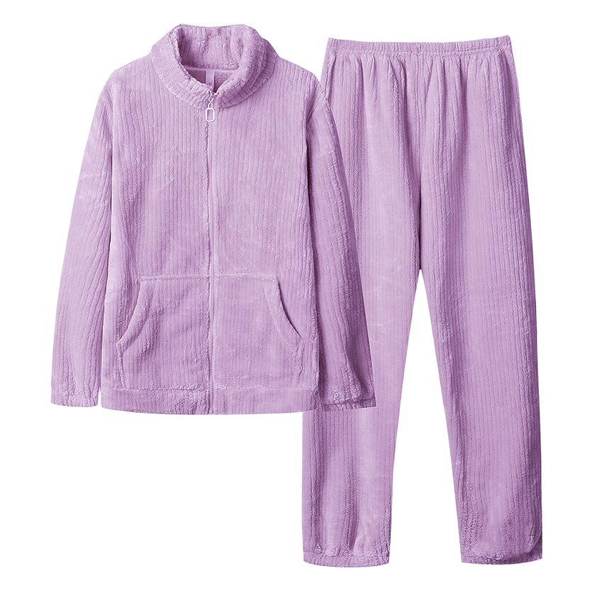 2025 Wearable Pajamas for Women Autumn and Winter Flannel Thickeneded Stand-Up Collar Zipper Coral Velvet Home Wear Set