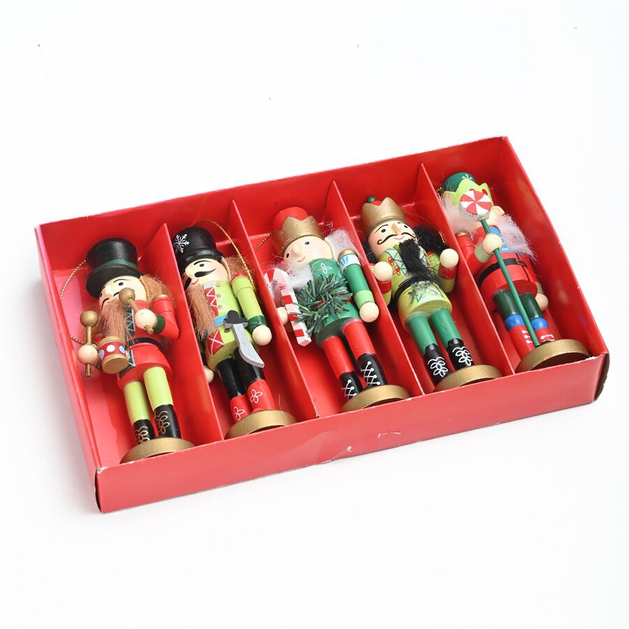 Cross-Border Hot Selling Nutcracker 12cm Set Sb58364 Colorfulful Puppet Pendant Five-Piece Set Soldier Doll