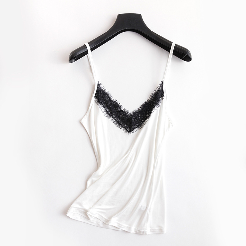 Picture of Tangge Spring and Summer Mulberry Silk Loose V-neck Lace Silk Sling Silk All-match Base Vest