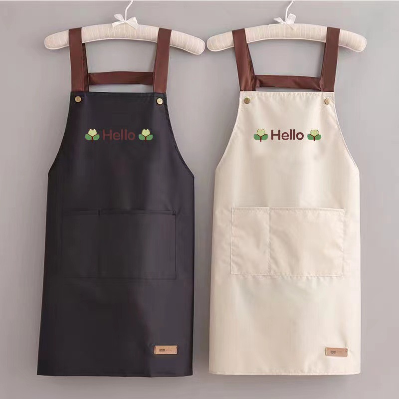 Cross-Border Household Kitchen Waterproof and Oil-Proof Work Clothes, Smock with Hand-Wiping Feature on the Back, Customizable Logo, Korean Style