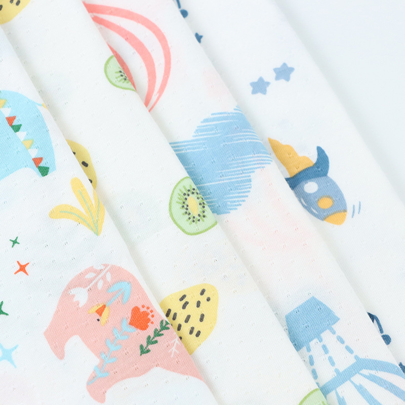 Picture of Cool Bamboo Fiber Fabric Jacquard Idea Fabric Cartoon Printed Baby Sweatshirt Short Sleeve Anti-mosquito Pants T-shirt Fabric