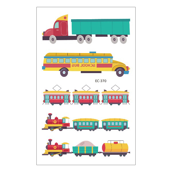 Picture of Cross-Border Supply Waterproof Children's Tattoo Stickers Cartoon Car Excavator Fire Truck Children's Traffic Tattoo Stickers