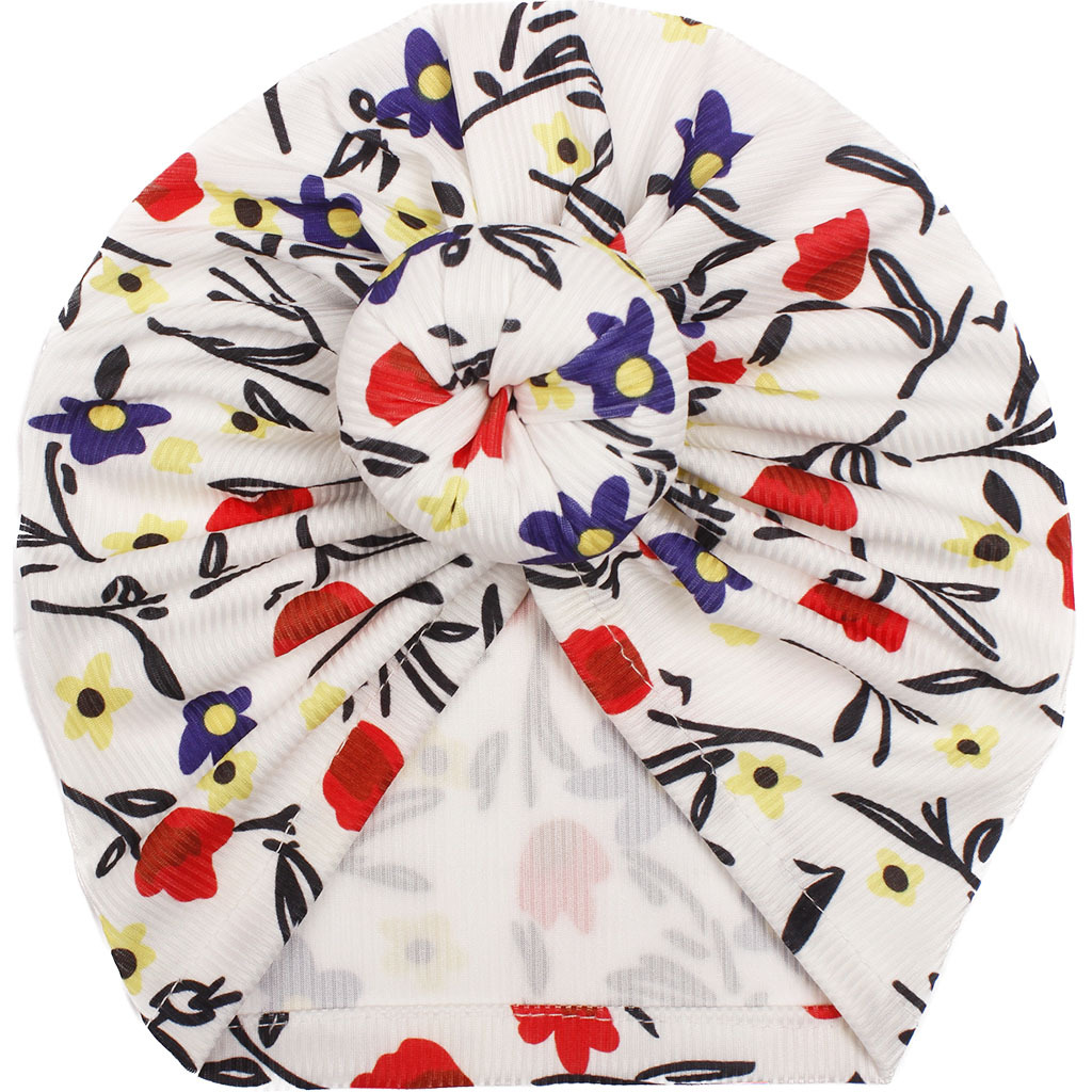 Picture of New European and American Floral Children's Hats, Printed Donut Baby Indian Pullover Hats, Four-Season Baby Turban Hats