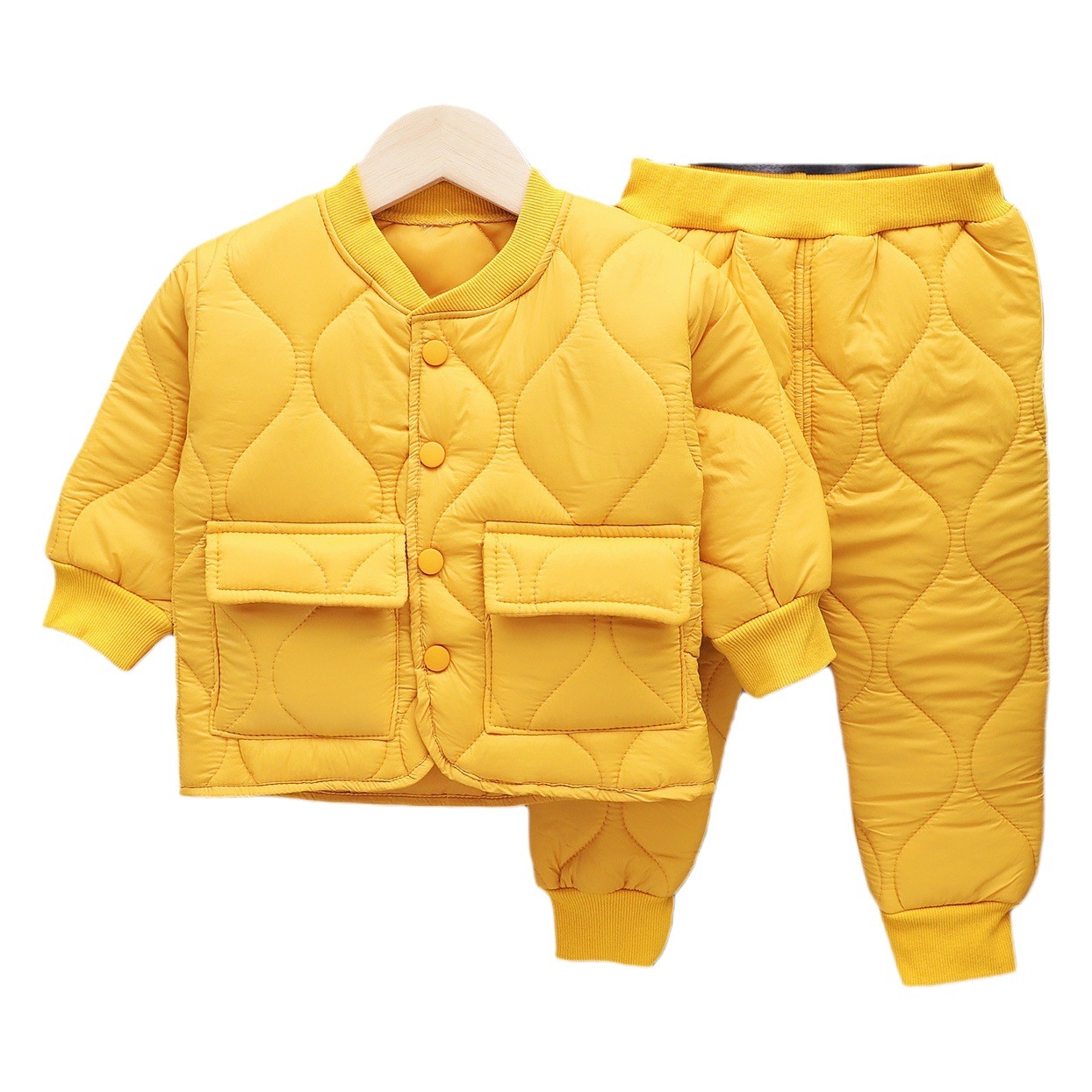 Children's cotton-padded clothes autumn and winter suit new cotton and thickening boys and girls Baby double pocket winter two-piece suit fashion