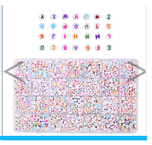 Picture of Amazon Hot Sale 24 Grid Multi Style Letter Beads Boxed Color Beads Handmade Set with Accessories diy Material