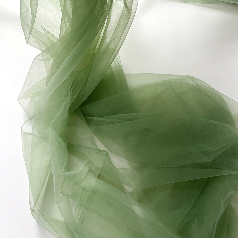 Ry Avocado Green Grass Green Mesh Fabric Wedding Decoration Gauze Curtain Encrypted Soft Wedding Dress Skirt Han Dynasty Face