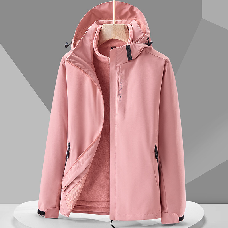Three-in-one outdoor jacket for men and women, thickened for winter outdoor use, youth hiking casual warm couple hiking jacket, trendy jacket