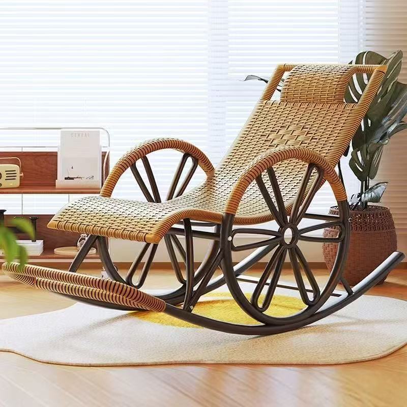 Balcony home lounge chair, casual lazy lunch break lounge chair, adult living room, lunch break elderly rocking chair, rattan chair, rocking chair