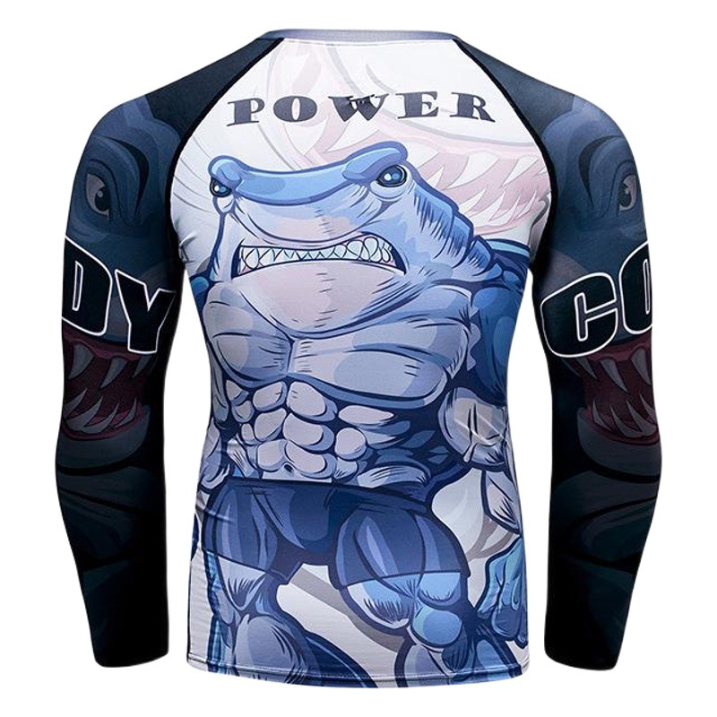 High Elastic Digital Printing Long Sleeve Sports Tight Clothes Basketball Training Base Shirt Autumn and Winter Fitness Running Compression T-shirt