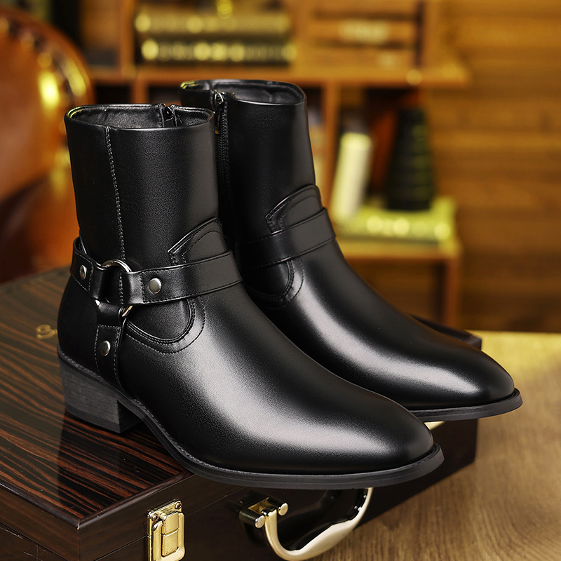 7808 Chelsea boots British style vintage Martin boots men's pointed side zipper short boots cross-border wholesale