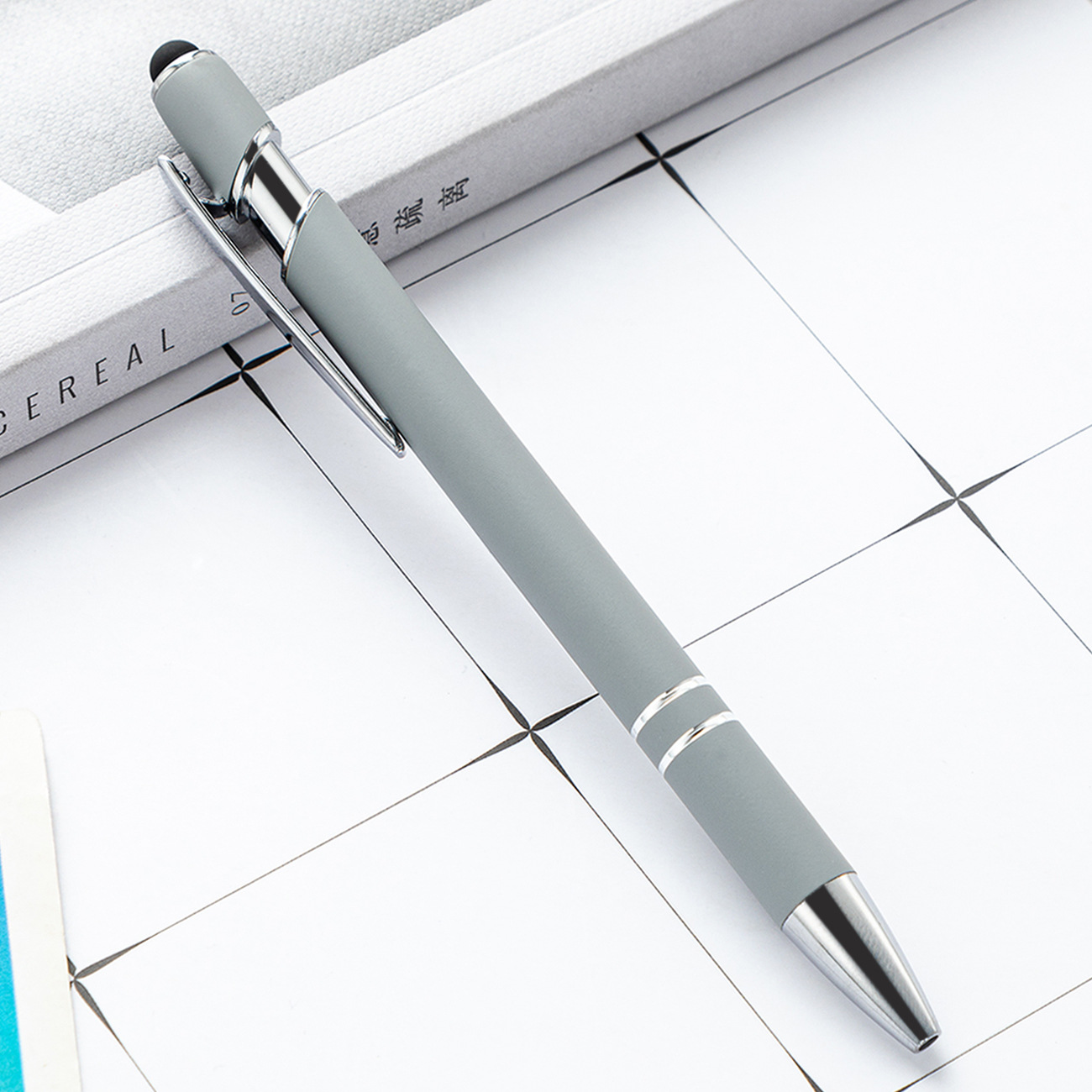 Picture of Spot press pen metal aluminum rod spray glue Press Ball Pen wholesale printable logo aluminum rod touch screen pen